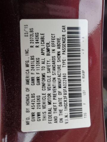 2015 HONDA ACCORD EXL 1HGCR3F85FA022680