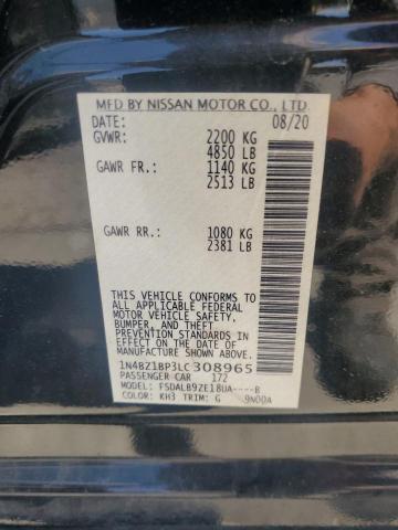 2020 NISSAN LEAF S PLU 1N4BZ1BP3LC308965