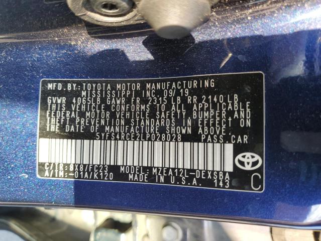 2020 TOYOTA COROLLA SE 5YFS4RCE2LP028028