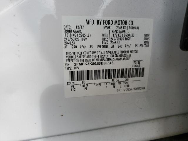 2018 FORD EDGE TITANIUM 2FMPK3K80JBB38548