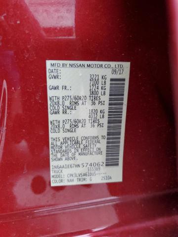 2017 NISSAN TITAN SV 1N6AA1E67HN574062