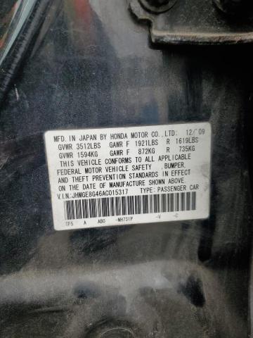 2010 HONDA FIT SPORT - JHMGE8G46AC015317