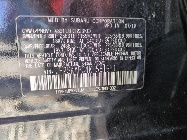 2019 SUBARU FORESTER S - JF2SKAPC4KH581551