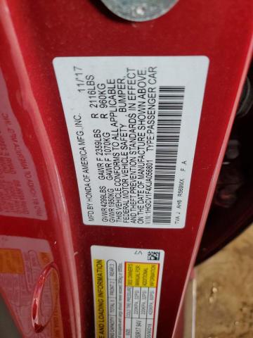 2018 HONDA ACCORD EX 1HGCV1F4XJA056801