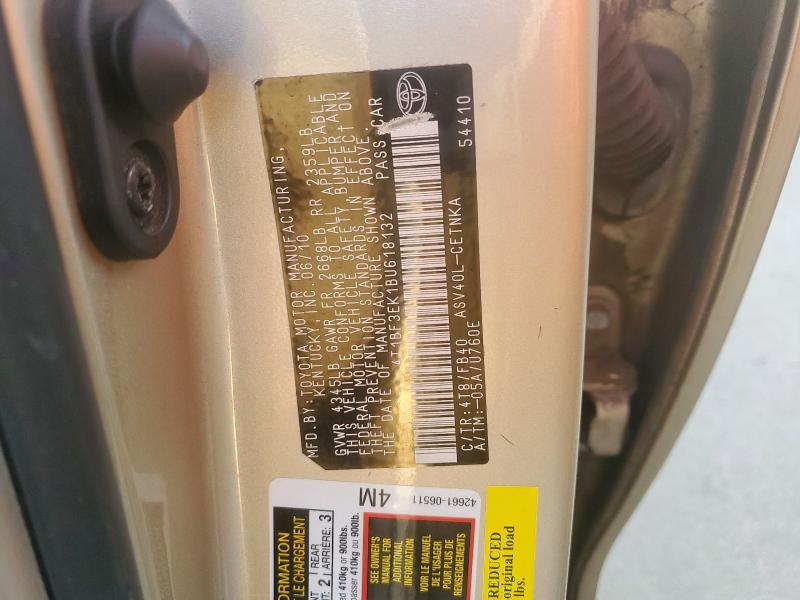 2011 TOYOTA CAMRY BASE - 4T1BF3EK1BU618132