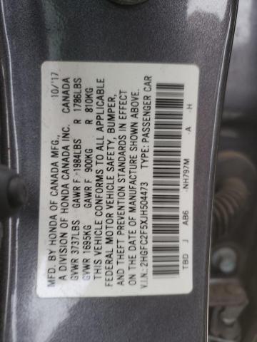 2018 HONDA CIVIC LX 2HGFC2F5XJH504473