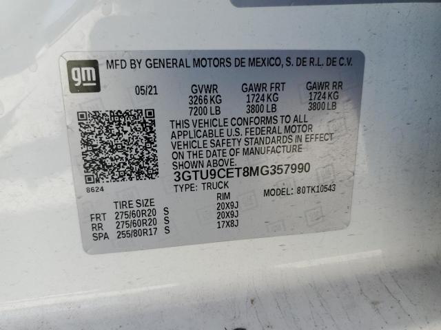2021 GMC SIERRA K1500 ELEVATION 3GTU9CET8MG357990
