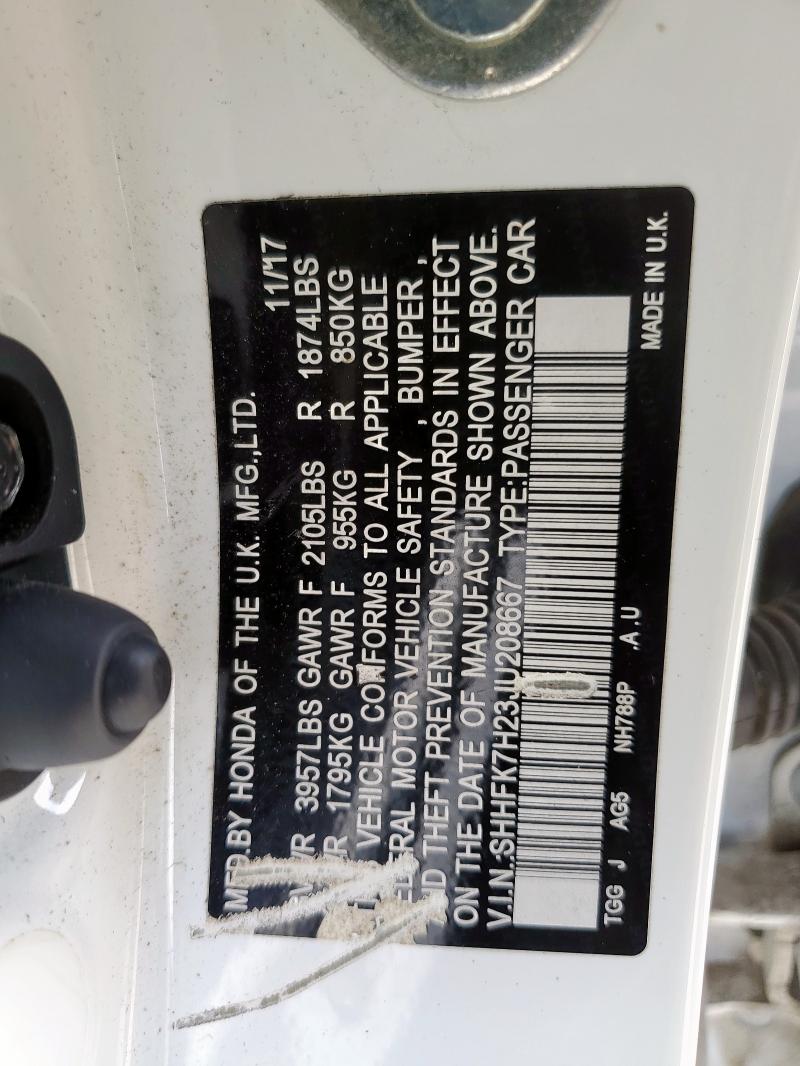 2018 HONDA CIVIC LX SHHFK7H23JU208667