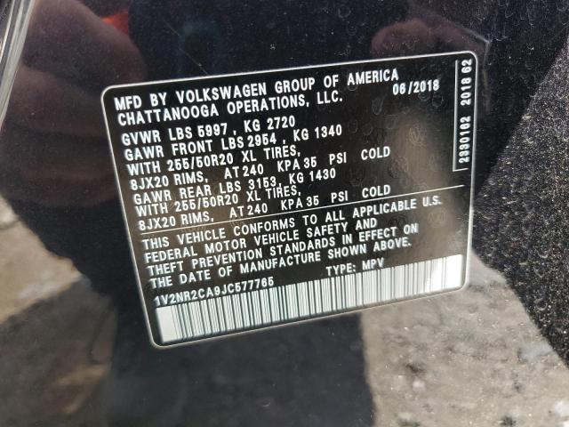 2018 VOLKSWAGEN ATLAS SEL 1V2NR2CA9JC577765