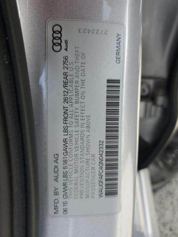 2016 AUDI A6 PREMIUM WAUGFAFC4GN042332