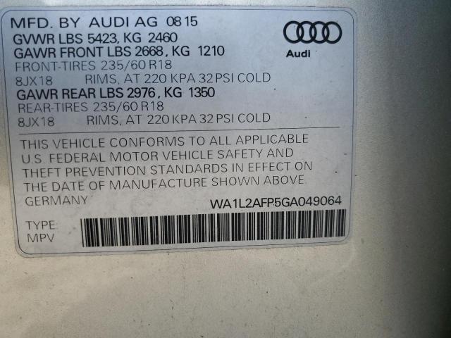 2016 AUDI Q5 PREMIUM WA1L2AFP5GA049064