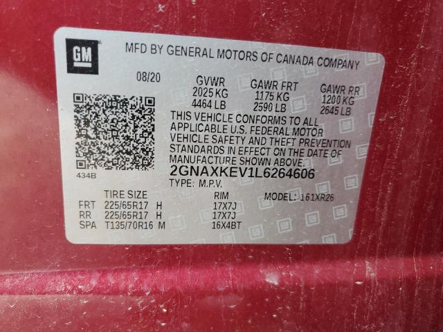 2020 CHEVROLET EQUINOX LT - 2GNAXKEV1L6264606