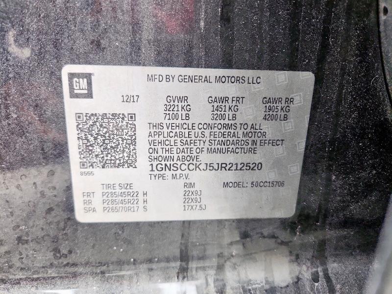 2018 CHEVROLET TAHOE C150 1GNSCCKJ5JR212520