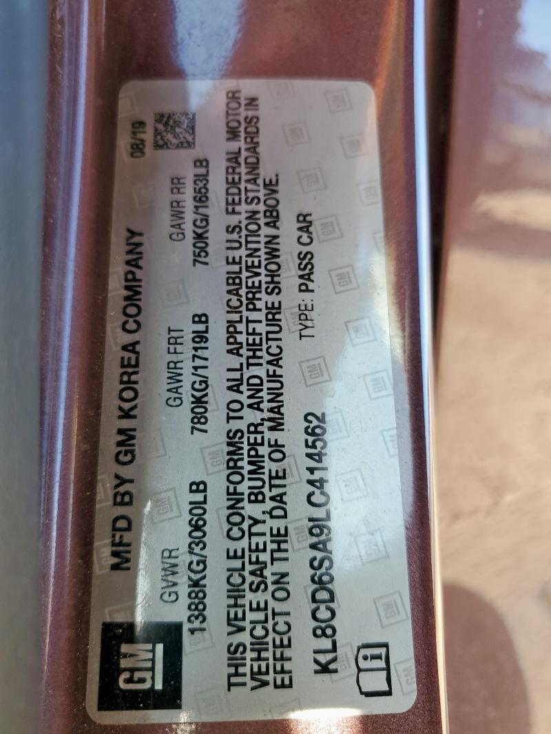 2020 CHEVROLET SPARK 1LT KL8CD6SA9LC414562