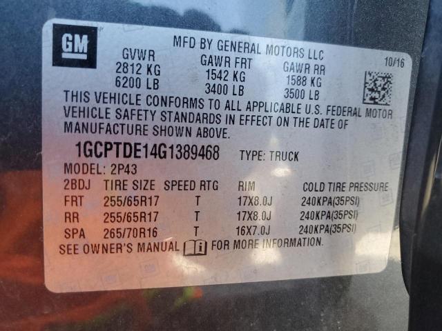 2016 CHEVROLET COLORADO Z71 1GCPTDE14G1389468