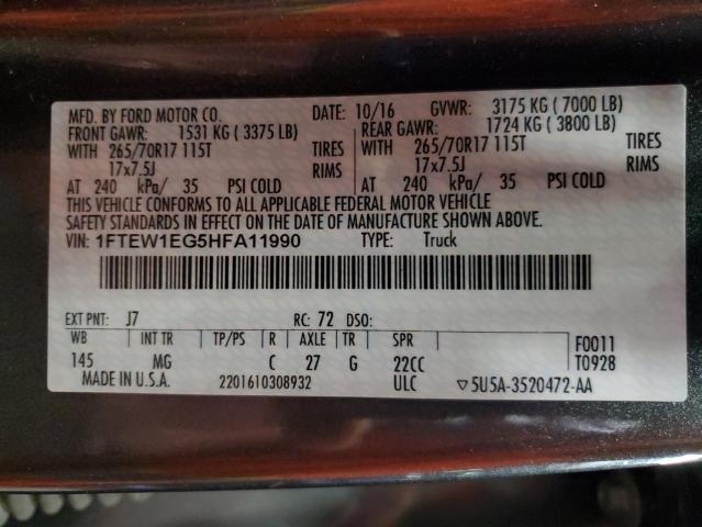 2017 FORD F150 SUPERCREW - 1FTEW1EG5HFA11990
