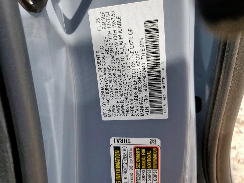 2025 HONDA ODYSSEY ELITE 5FNRL6H9XSB042443