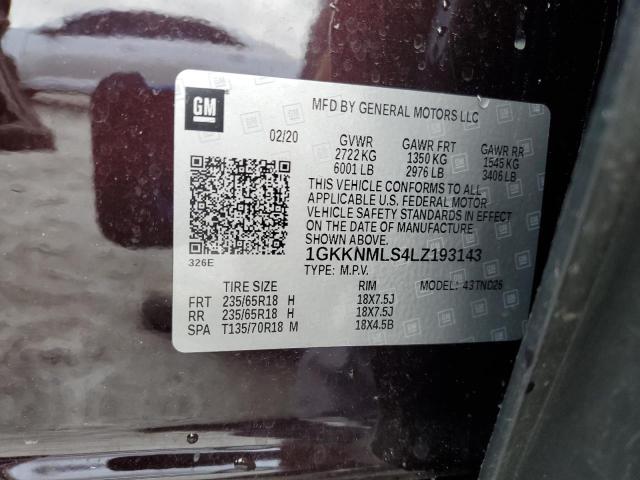 2020 GMC ACADIA SLT 1GKKNMLS4LZ193143