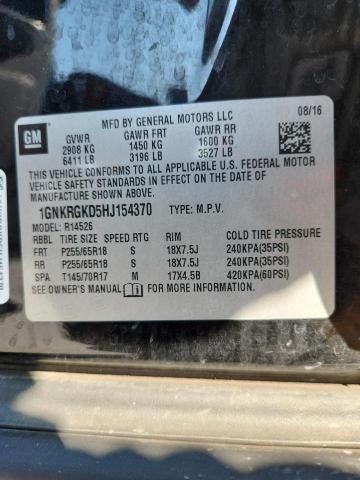 2017 CHEVROLET TRAVERSE LT 1GNKRGKD5HJ154370