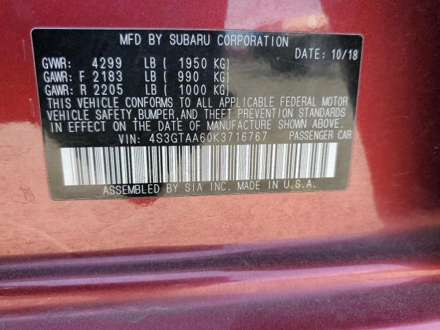 2019 SUBARU IMPREZA 4S3GTAA60K3716767