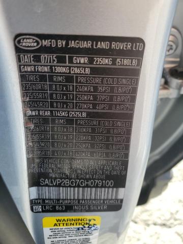 2016 LAND ROVER RANGE ROVE SALVP2BG7GH079100