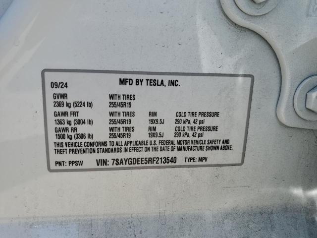 2024 TESLA MODEL Y 7SAYGDEE5RF213540