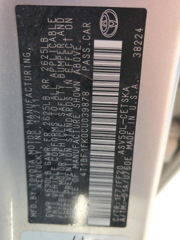 2012 TOYOTA CAMRY BASE - 4T1BF1FK0CU039878