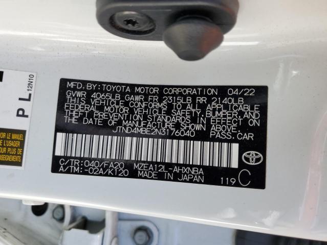 2022 TOYOTA COROLLA SE - JTND4MBE2N3176040