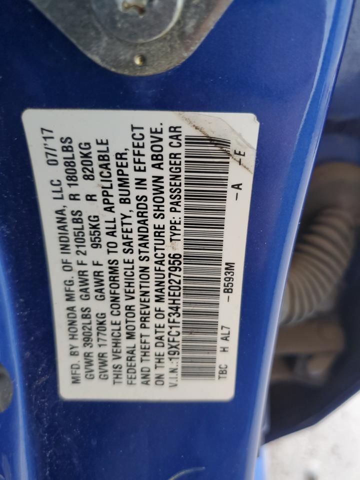 Lot #3316842687 2017 HONDA CIVIC EX