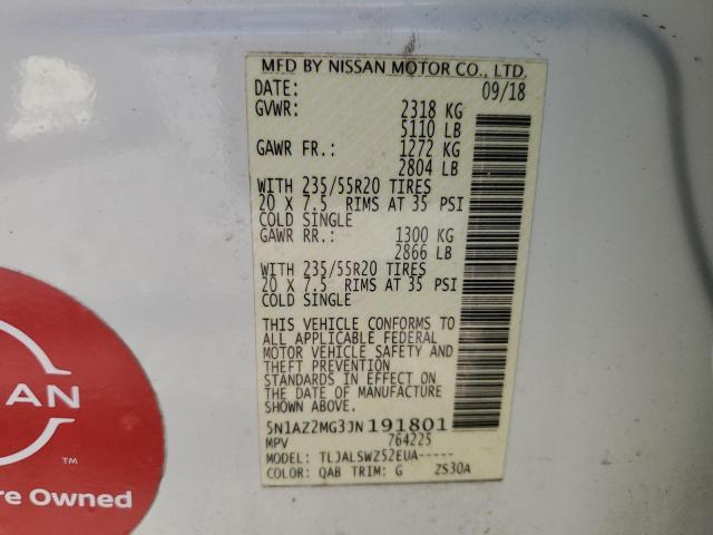 2018 NISSAN MURANO S - 5N1AZ2MG3JN191801