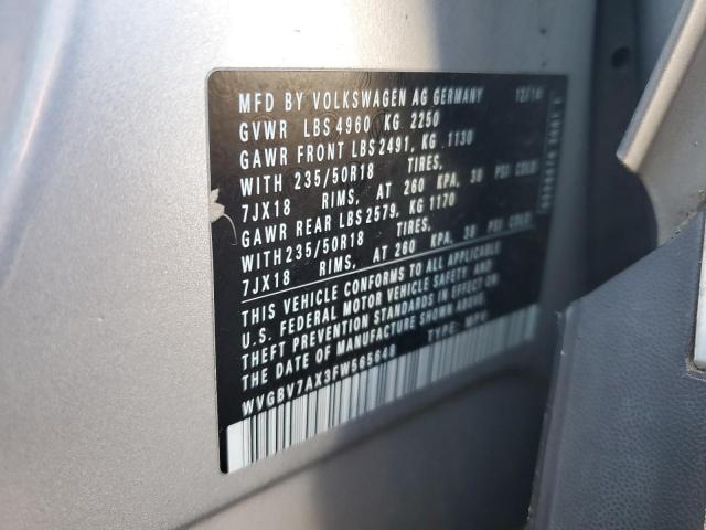 2015 VOLKSWAGEN TIGUAN S - WVGBV7AX3FW565648