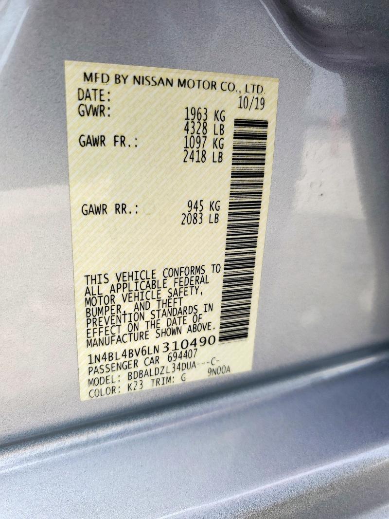 2020 NISSAN ALTIMA S 1N4BL4BV6LN310490