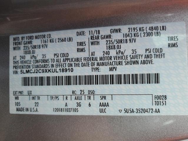 2019 LINCOLN MKC SELECT 5LMCJ2C9XKUL18910
