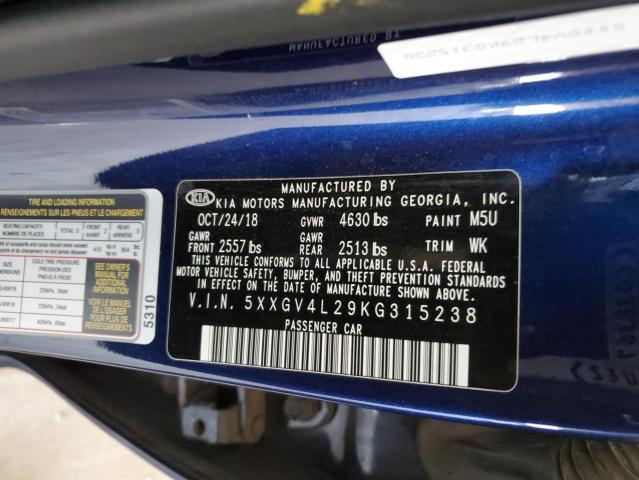 2019 KIA OPTIMA SXL 5XXGV4L29KG315238