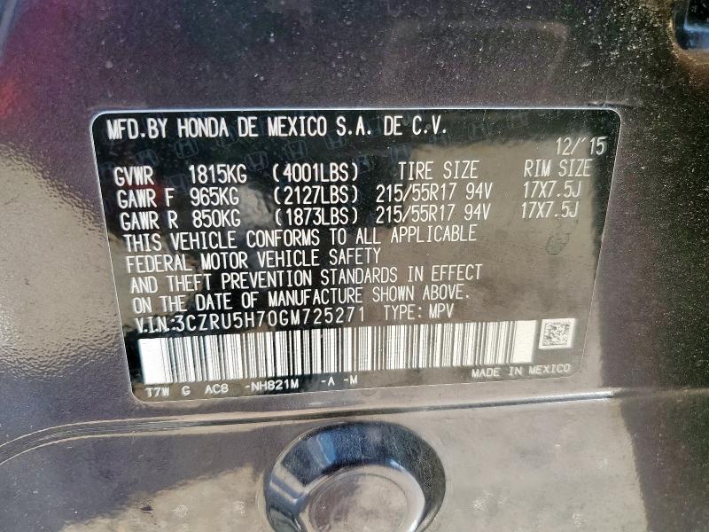 2016 HONDA HR-V EXL 3CZRU5H70GM725271