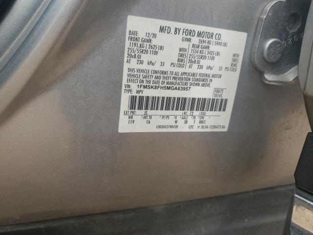 2021 FORD EXPLORER LIMITED 1FMSK8FH5MGA63957