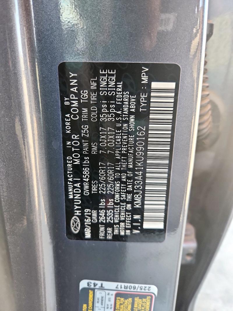 2019 HYUNDAI TUCSON LIMITED - KM8J33A41KU990162
