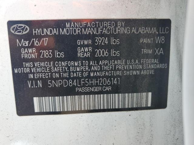 2017 HYUNDAI ELANTRA SE 5NPD84LF5HH206141