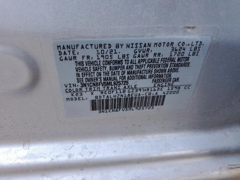 2021 NISSAN VERSA SR 3N1CN8FV5ML925725