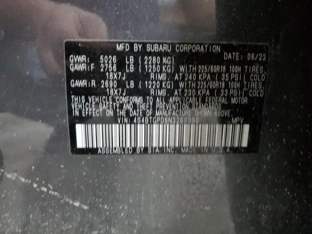 2022 SUBARU OUTBACK TO 4S4BTGPD6N3260390