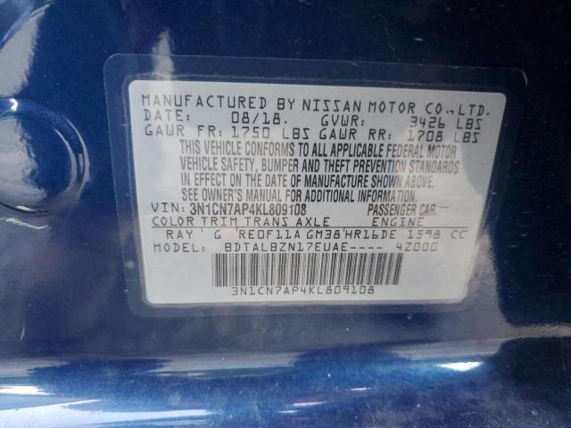 2019 NISSAN VERSA S 3N1CN7AP4KL809108