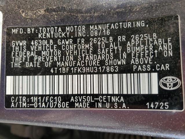 2017 TOYOTA CAMRY LE 4T1BF1FK9HU317863