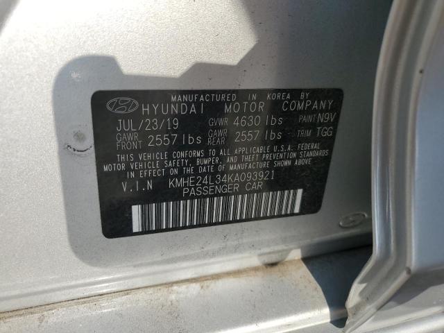 2019 HYUNDAI SONATA HYBRID KMHE24L34KA093921