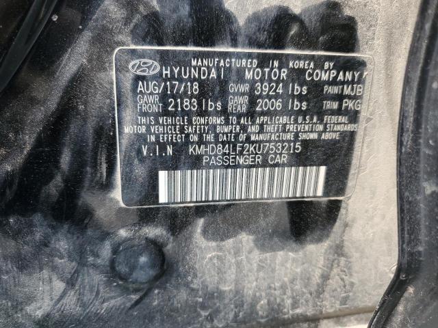 2019 HYUNDAI ELANTRA SE KMHD84LF2KU753215