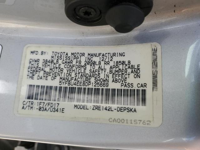 2013 TOYOTA COROLLA BA - 5YFBU4EE8DP125669