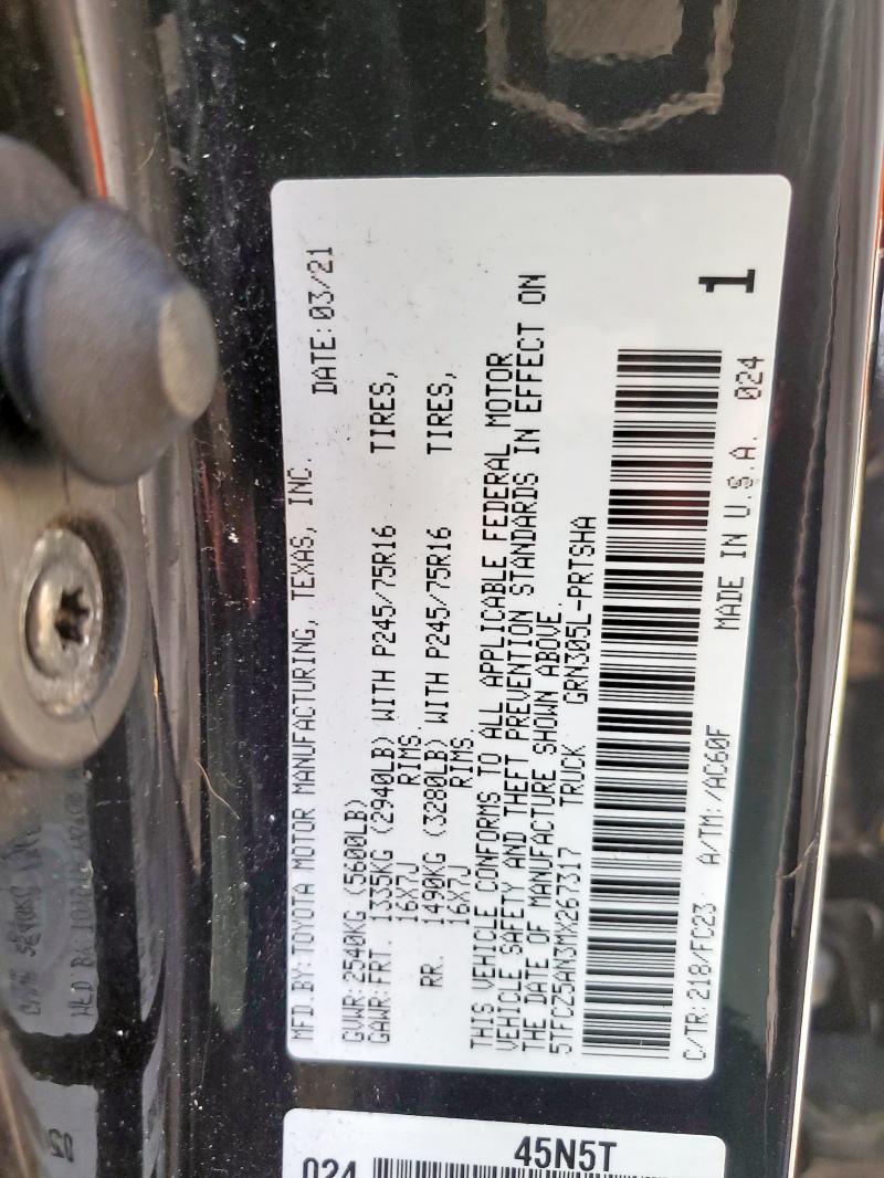 2021 TOYOTA TACOMA DOU - 5TFCZ5AN3MX267317