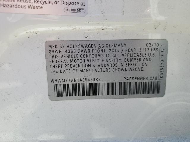 2010 VOLKSWAGEN CC SPORT - WVWMP7AN1AE543989