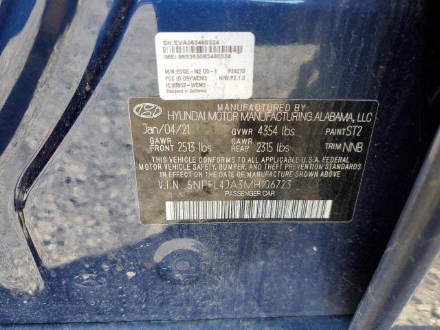 2021 HYUNDAI SONATA SEL 5NPEL4JA3MH106723