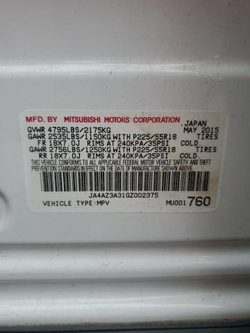 2016 MITSUBISHI OUTLANDER JA4AZ3A31GZ002375
