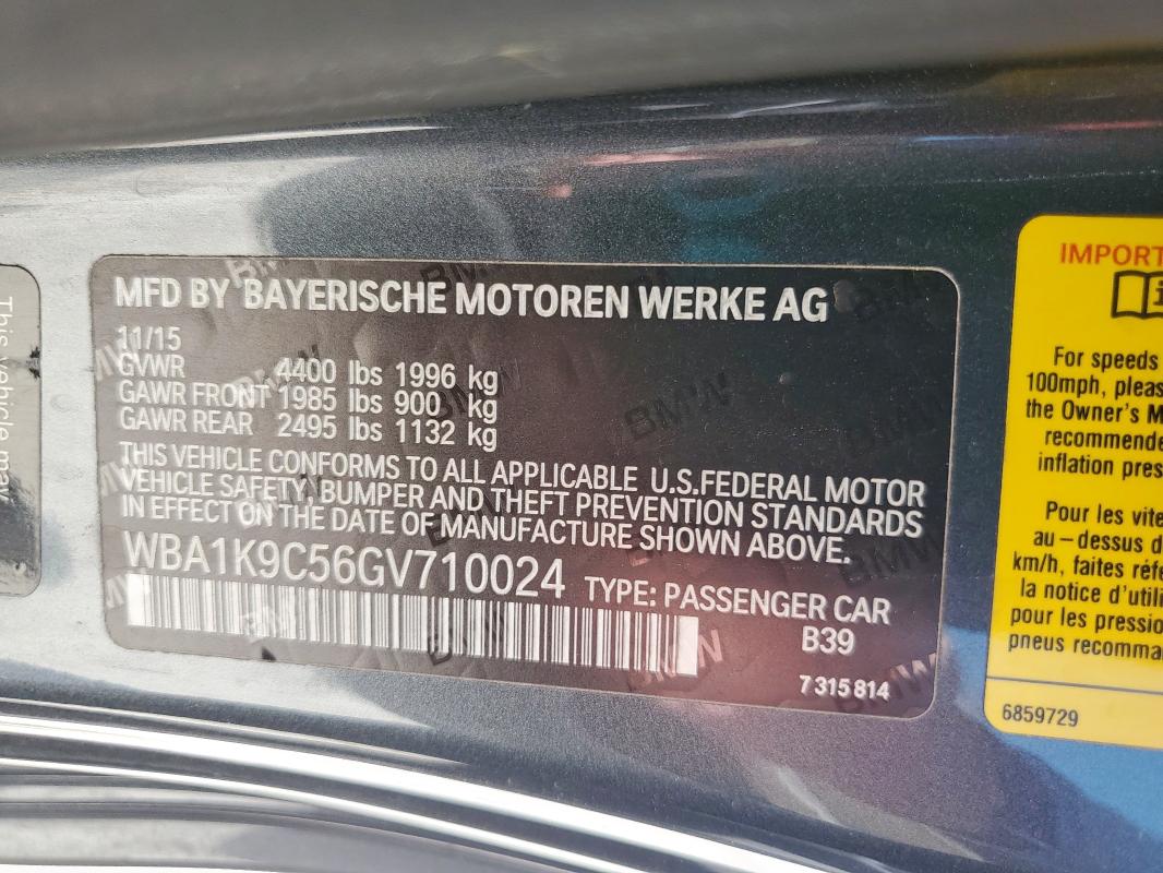 2016 BMW 228 I SULE WBA1K9C56GV710024